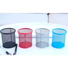 Giỏ Đựng Bút Lưới Sắt Để Bàn Deli - Khay Văn Phòng Phẩm Kim Loại Nhiều Màu Kích Thước 8x8x9.5cm