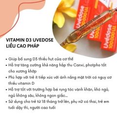 Vitamin D3 Uvedose 100000 UI cho bé từ 18 tháng - Liều cao hỗ trợ xương khớp & sức khỏe gia đình (ống 2ml)