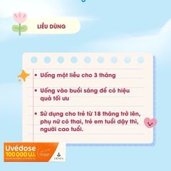 Vitamin D3 Uvedose 100000 UI cho bé từ 18 tháng - Liều cao hỗ trợ xương khớp & sức khỏe gia đình (ống 2ml)