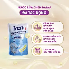 Combo 3 Túi Nước Rửa Chén Bát Đậm Đặc Daiwa 500ml - An Toàn, Không Mùi, Diệt Khuẩn, Xuất Xứ Thái Lan