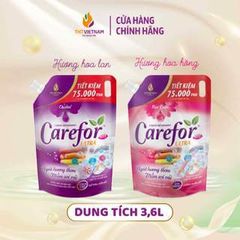 Nước Giặt Xả Vải Carefor 3.6L - Giặt Sạch, Diệt Khuẩn 99.99%, Lưu Hương Dài Lâu, An Toàn Cho Da Nhạy Cảm