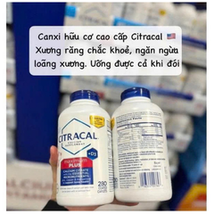 Canxi Citracal Calcium Maximum Plus 280 viên - Hỗ trợ xương khớp và ngăn ngừa loãng xương - Sản phẩm từ Mỹ chất lượng cao