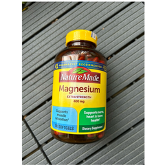 Viên uống bổ sung Magie Magnesium Nature Made Extra Strength 180 viên - Hỗ trợ sức khỏe cơ bắp và tim mạch hiệu quả