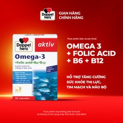 Viên dầu cá Doppelherz Omega 3 hỗ trợ sức khỏe mắt, tim mạch, não bộ - Thực phẩm chức năng, 30 viên