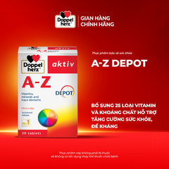 Viên Uống Vitamin Tổng Hợp Doppelherz A-Z Depot - Bổ Sung Sức Khỏe và Đề Kháng, Hộp 30 Viên Dành Cho Trẻ từ 10 Tuổi Trở Lên
