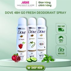 Xịt Khử Mùi DOVE Kháng Khuẩn & Lưu Hương 48H 150ML - Hương Thơm Dịu Nhẹ, Dành Cho Da Nhạy Cảm, Giúp Bạn Tự Tin Suốt Ngày