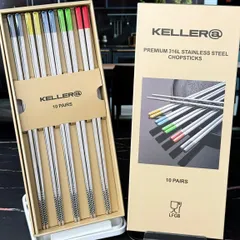 Bộ 10 Đôi Đũa Inox Cao Cấp Keller@ - Sang Trọng, Chống Gỉ, Dễ Dàng Vệ Sinh, Phụ Kiện Nhà Hàng Cho Bữa Ăn Gia Đình