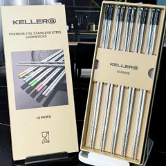 Bộ 10 Đôi Đũa Inox Cao Cấp Keller@ - Sang Trọng, Chống Gỉ, Dễ Dàng Vệ Sinh, Phụ Kiện Nhà Hàng Cho Bữa Ăn Gia Đình