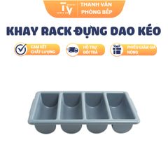 Khay Rack Đựng Dao Kéo 4 và 8 Ngăn - Giải Pháp Tổ Chức Tiện Lợi Cho Nhà Bếp - Chất Liệu Nhựa PP, Màu Ghi