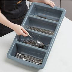 Khay Rack Đựng Dao Kéo 4 và 8 Ngăn - Giải Pháp Tổ Chức Tiện Lợi Cho Nhà Bếp - Chất Liệu Nhựa PP, Màu Ghi