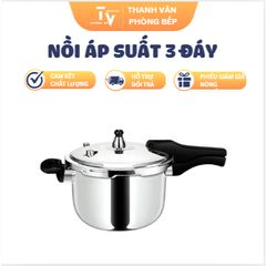 Nồi áp suất inox 3 đáy van khóa tay cầm - Đồ gia dụng nhà bếp cao cấp giúp nấu ăn nhanh chóng, an toàn và tiện lợi (TV1315)