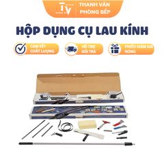 Bộ dụng cụ lau kính đa năng TVKITCHEN - Gồm tay gạt, lưỡi gạt inox và phụ kiện chà kính, tiện lợi cho mỗi gia đình (TV1369)