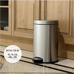 Thùng rác inox đạp chân tròn được làm từ nhựa PVC (TV1391)