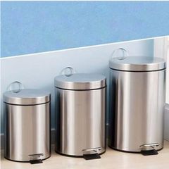 Thùng rác inox đạp chân tròn được làm từ nhựa PVC (TV1391)