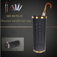 Sọt Để Ô Dù Thép Sơn Đen Viền Inox Vàng - Giải Pháp Lưu Trữ Thông Minh Cho Không Gian Nhà Bếp Hiện Đại (TV1365)