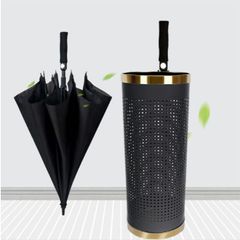 Sọt Để Ô Dù Thép Sơn Đen Viền Inox Vàng - Giải Pháp Lưu Trữ Thông Minh Cho Không Gian Nhà Bếp Hiện Đại (TV1365)