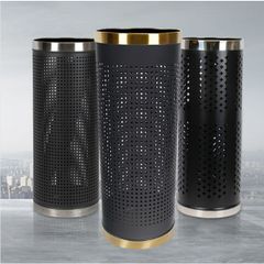 Sọt Để Ô Dù Thép Sơn Đen Viền Inox Vàng - Giải Pháp Lưu Trữ Thông Minh Cho Không Gian Nhà Bếp Hiện Đại (TV1365)