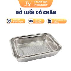 Rổ lưới inox có chân - Dụng cụ gia dụng nhà bếp chất lượng cao, kích thước 39x22x5.2cm, tiện lợi cho việc chế biến thực phẩm (TV1267)