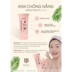 Kem Chống Nắng Nâng Tone Trắng Da Hemia SPF 50+ Hàn Quốc 50ml