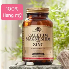 Viên bổ sung Solgar Calcium Magnesium Zinc 100 viên - Hỗ trợ xương, cơ và miễn dịch, hàng Mỹ chất lượng cao