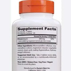 Viên uống bổ sung Magie Doctor's Best High Absorption 200mg, 240 viên - Hỗ trợ giấc ngủ ngon, giảm căng cơ, hấp thụ tối ưu magnesium