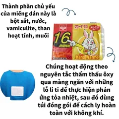 Miếng Dán Giữ Nhiệt Kairo Hand Warmer Nhật Bản - Giữ Ấm Cơ Thể Liên Tục Đến 16 Giờ, Gói 10 Miếng Tiện Lợi