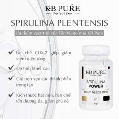 Bột Tảo Spirulina Power KB Pure - Kháng Viêm, Làm Sáng Da, Mờ Sẹo Chuyên Nghiệp, Chăm Sóc Da Hiệu Quả, Dược Mỹ Phẩm Israel