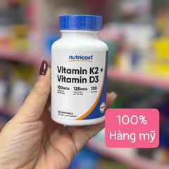 Viên uống Nutricost Vitamin K2 + D3 120 Viên - Hỗ trợ Hấp Thụ Canxi, Xương Chắc Khỏe, Tăng Cường Sức Đề Kháng