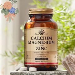 Viên Uống Canxi Magnesium Zinc Solgar Pháp 100 Viên - Hỗ Trợ Xương Khớp, Sức Khỏe Tối Ưu, Vegan Hữu Cơ, 1000mg