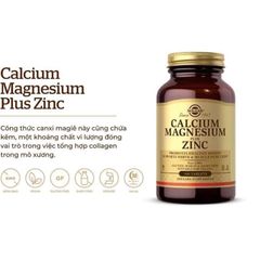 Viên Uống Canxi Magnesium Zinc Solgar Pháp 100 Viên - Hỗ Trợ Xương Khớp, Sức Khỏe Tối Ưu, Vegan Hữu Cơ, 1000mg