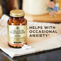 Viên Uống Canxi Magnesium Zinc Solgar Pháp 100 Viên - Hỗ Trợ Xương Khớp, Sức Khỏe Tối Ưu, Vegan Hữu Cơ, 1000mg