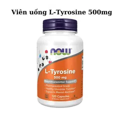 Viên uống L-Tyrosine Now 500mg - Hỗ trợ giảm căng thẳng, cải thiện trầm cảm, tăng cường trí nhớ - 120 viên từ Mỹ