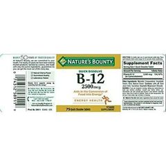 Viên bổ sung Vitamin B12 Nature's Bounty 2500mcg - Hỗ trợ năng lượng, hệ thần kinh và sức khỏe tim mạch, cho người ăn chay và tuổi từ 40 trở lên