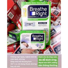 Miếng Dán Mũi Giảm Nghẹt Breathe Right® - Giúp Ngủ Ngon Hơn, Giảm Ngáy Và Nghẹt Mũi, Dành Cho Da Nhạy Cảm và Thường, Hàng Mỹ Date 2029