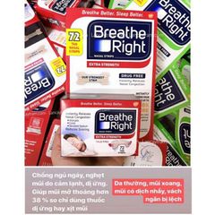 Miếng Dán Mũi Giảm Nghẹt Breathe Right® - Giúp Ngủ Ngon Hơn, Giảm Ngáy Và Nghẹt Mũi, Dành Cho Da Nhạy Cảm và Thường, Hàng Mỹ Date 2029