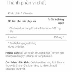 [Date 8/27] Viên uống tăng cường hệ miễn dịch, cải thiện thiếu máu và tim mạch Puritans pride Choline Inositol