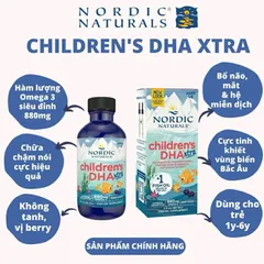 Viên bổ sung DHA Nordic Naturals Xtra 880mg cho bé 1-6 tuổi - Omega-3 tự nhiên, hỗ trợ trí tuệ và sức khỏe trẻ nhỏ 60ml