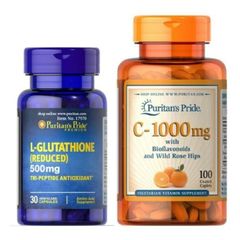 Combo Uống Trắng Da & Mờ Nám - Vitamin C 500mg & L-Glutathione 500mg - Hỗ Trợ Làm Đẹp & Chống Oxi Hóa