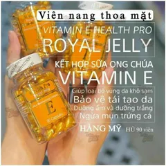 Viên Thoa Dưỡng Da Vitamin E & Sữa Ong Chúa Health Pro - Dưỡng Ẩm, Tái Tạo Và Làm Sáng Da Mặt 90 Viên