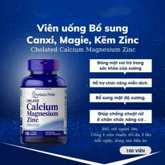 Viên uống Canxi Magie Kẽm Puritan's Pride - Tăng sức đề kháng, hỗ trợ chiều cao và sức khỏe xương, 1000mg Canxi, 400mg Magie, 25mg Kẽm