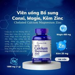 Viên uống Canxi Magie Kẽm Puritan's Pride - Tăng sức đề kháng, hỗ trợ chiều cao và sức khỏe xương, 1000mg Canxi, 400mg Magie, 25mg Kẽm