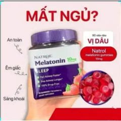 Viên Kẹo Hỗ Trợ Giấc Ngủ Melatonin - Giúp Ngủ Ngon, Dễ Ngủ Tự Nhiên, Vị Dâu, 5mg và 10mg, Viên Ngậm hoặc Kẹo Nhai