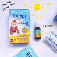 Vitamin D3 cho bé Baby Ddrops 2.5ml - Bổ sung Canxi, Hỗ trợ Phát triển Xương Khỏe Mạnh, Dinh Dưỡng Cho Trẻ Em