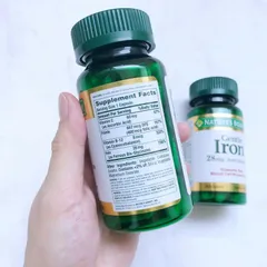 [Date 2025] Viên uống bổ sung sắt cho người mệt mỏi, bà bầu thiếu Sắt Iron 28mg- 65mg Nature's Bounty