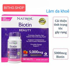 [ Date 12/26] VIÊN MỌC TÓC, DƯỠNG DA, MÓNG NATROL BIOTIN BEAUTY 5000mg f250 viên