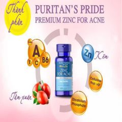 Viên Uống Kẽm Giảm Mụn Puritan's Pride 100 Viên - Hỗ Trợ Làm Đẹp Da, Se Khít Lỗ Chân Lông, Chống Lão Hóa, Cải Thiện Viêm Sưng