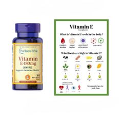 Viên uống Vitamin E 400IU tự nhiên - Hỗ trợ làm đẹp da, tóc và tim mạch - Giảm nếp nhăn, thâm sạm da