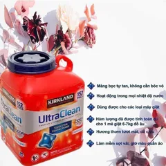 VIÊN GIẶT XẢ KHÁNG KHUẨN SẠCH QUẦN ÁO KIRKLAND ULTRA  CLEAN 152 VIÊN