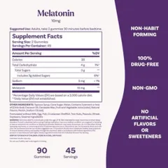 Thực Phẩm Melatonin 10mg - Hỗ Trợ Giấc Ngủ Sâu, Giảm Mất Ngủ Từ Thảo Dược Tự Nhiên, Không Gây Nghiện