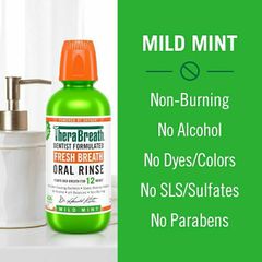 Nước Súc Miệng TheraBreath Fresh Breath - Ngăn Ngừa Hôi Miệng, Sâu Răng, Hiệu Quả 24 Giờ, Hương Mint Mềm Dịu